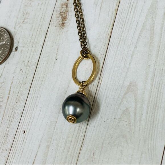 Gold Filled Tahitian Pearl Necklace - Picture 2 of 3